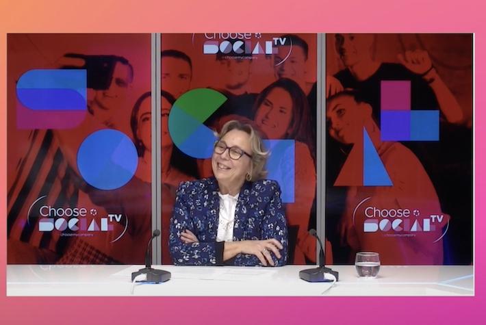 Christine Travers au micro de Laurent Labbé, émission Choose SocialTV