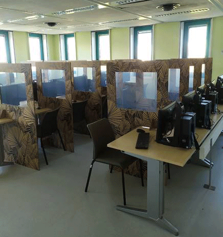 IT Workstations separated by a partition